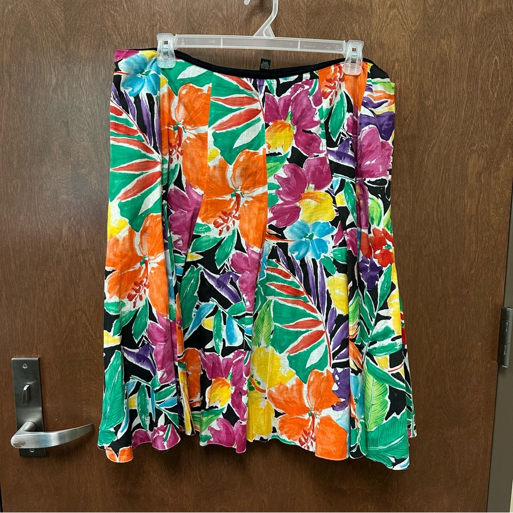 Lauren Ralph Lauren 100% cotton flared skirt - women’s plus size 16W - colorful